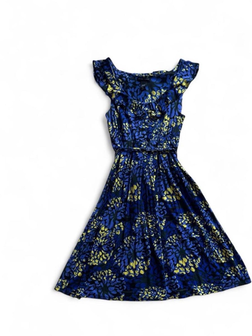 New York & Company Blue and Yellow Maxi Dress
